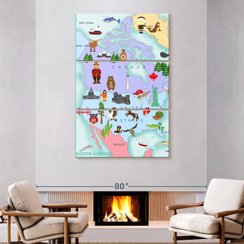 Continents North America, 74" H x 48" W