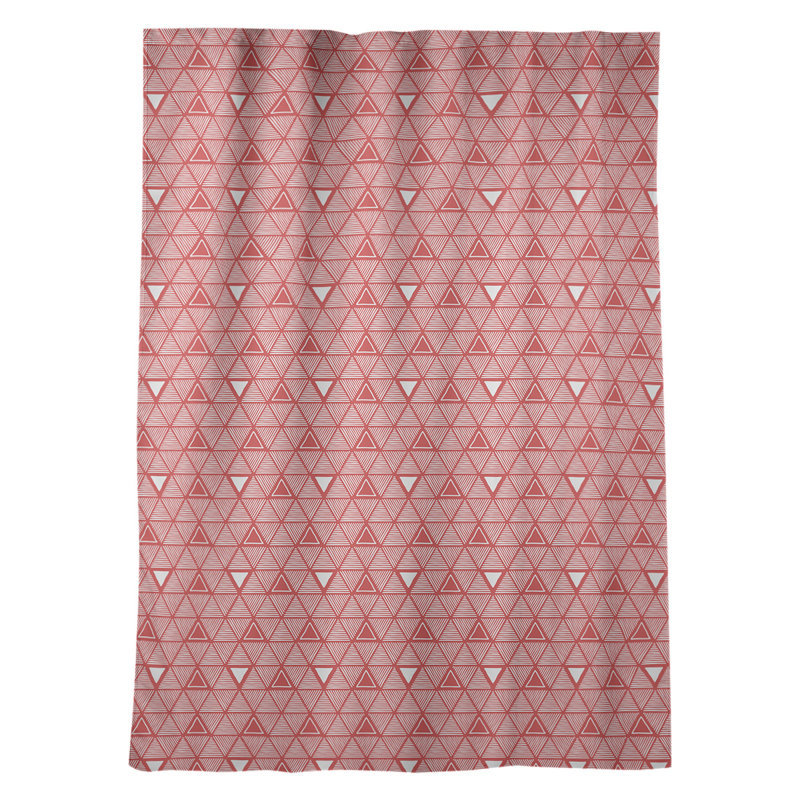 Classic Hand Drawn Triangles Geometric Room Darkening Thermal Rod Pocket Single Curtain Panel, Red/White