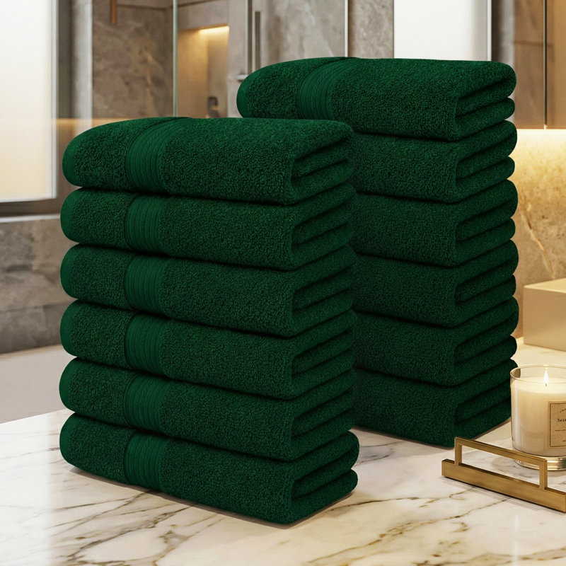 Serviette 100% coton 600 g / m² 18 x 28 po, Hand Towels- 12 Pack, Vert