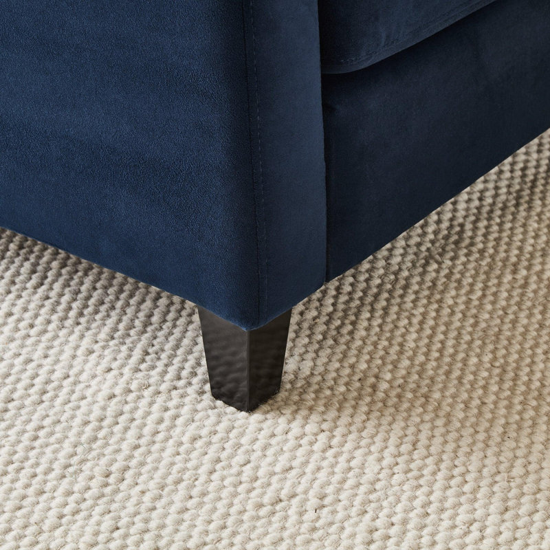 Aharshi  Seater Sofa - Boucle with Legs, 78" H x 200" W x 84.5" D, Ink Blue, Black Oak