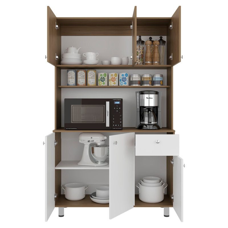 Armoire de rangement à 6 portes en chêne blanc et naturel