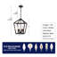 4 - Luminaire noir, lanterne de style industriel avec cage ouverte, base E12, hauteur réglable pour prise de plafond rustique, salle à manger suspendue