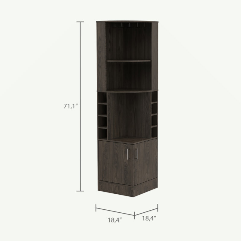 Armoire de bar Macadamia, Noyer foncé