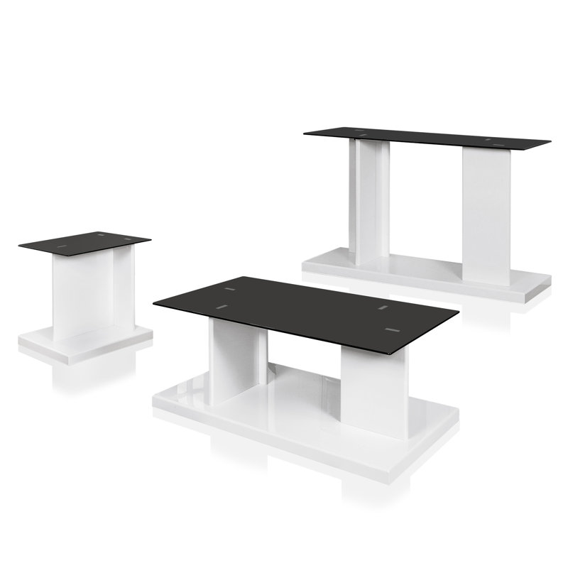 Donjae Aadvik 3 Piece Coffee Table Set, White