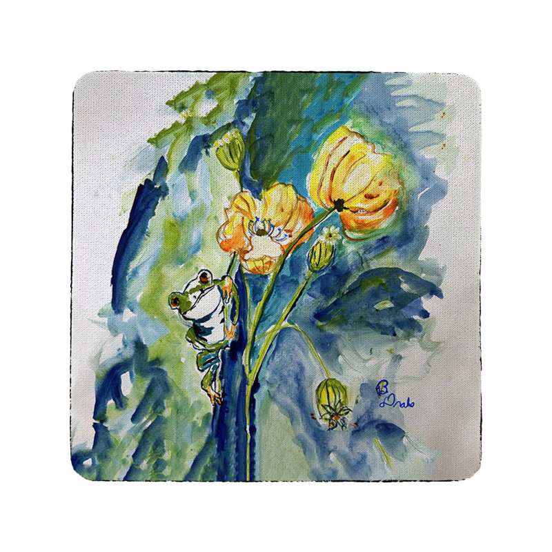 Sous-verre grenouille et fleur
