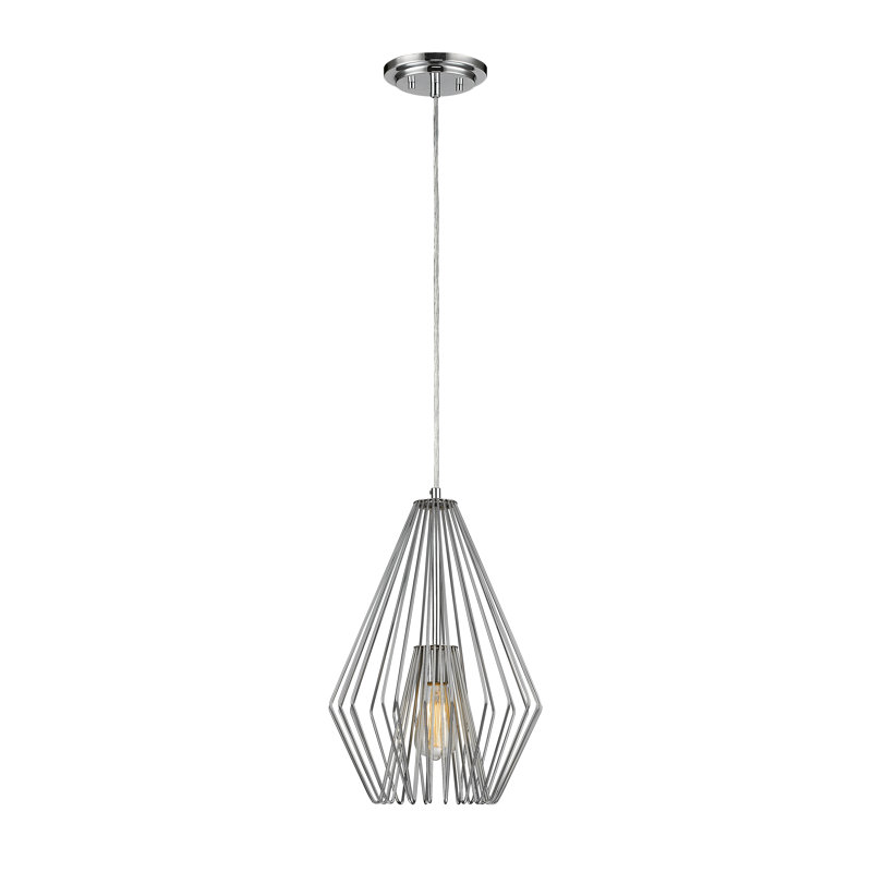 Luminaire suspendu géométrique unique à 1 lumière avec détails en fer forgé Frankie, H 18,5 po x l 12,25 po x P 12,25 po