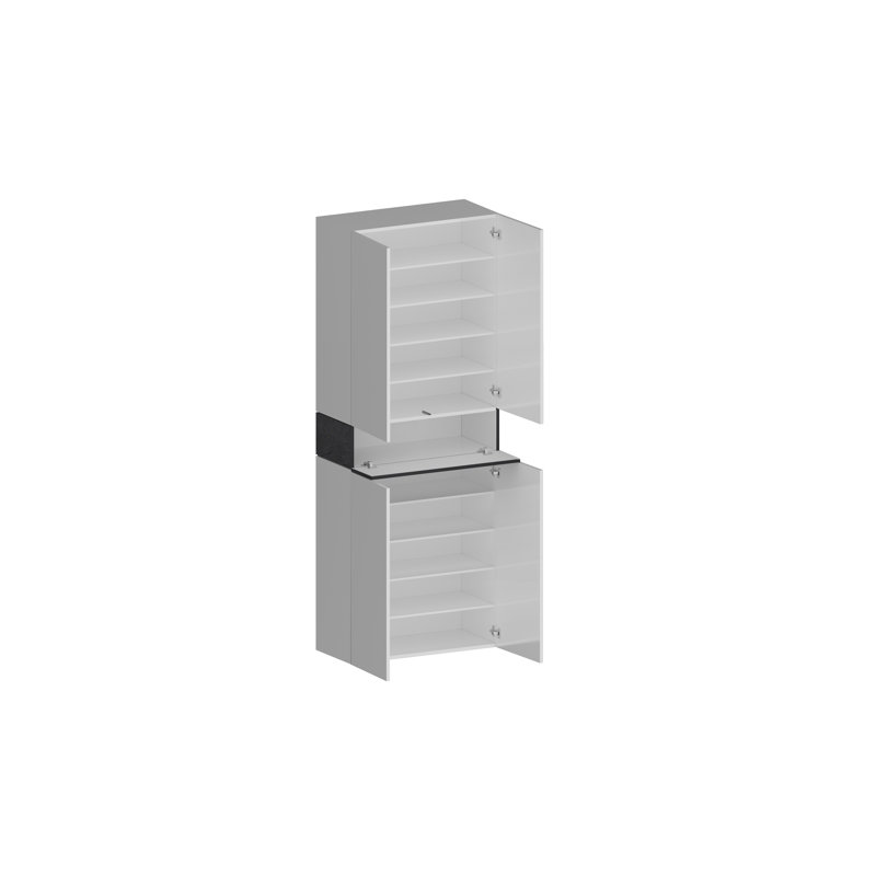 40 Pair Shoe Storage Cabinet, White/Grey