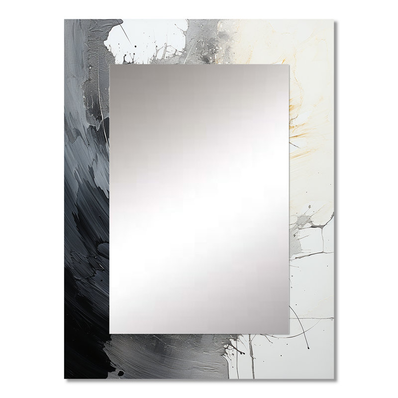 Contrast Harmony II - miroir spirales abstraites, miroir mural décoratif moderne, art imprimé en métal, 32 po x 24 po