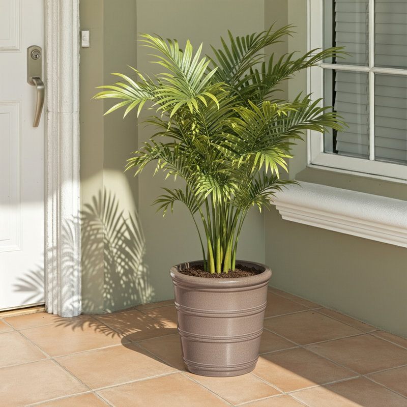 Indoor/Outdoor Modern Ceramic Pot Planter with Drainage Hole Set of 3, Antique Yellow