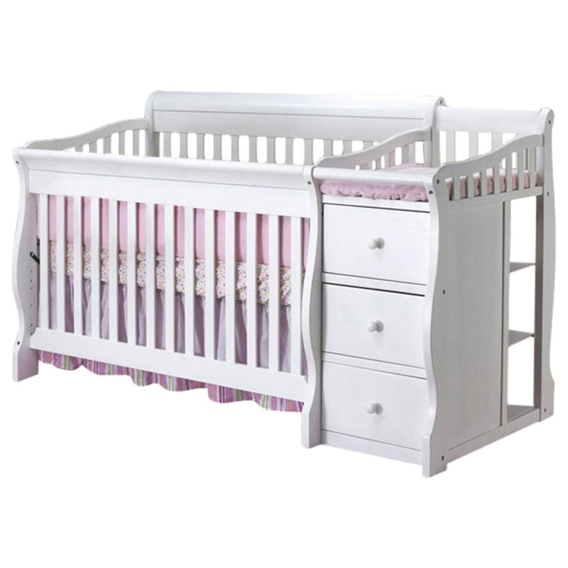 Princeton 3-in-1 Convertible Solid Wood Crib and Changer , White