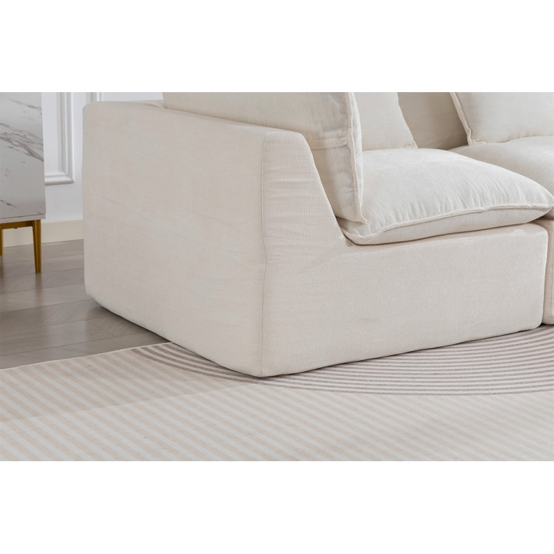 Canapé modulaire surdimensionné de 102,3 po de large avec canapé modulaire True Relax Comfy, Antique White Velvet