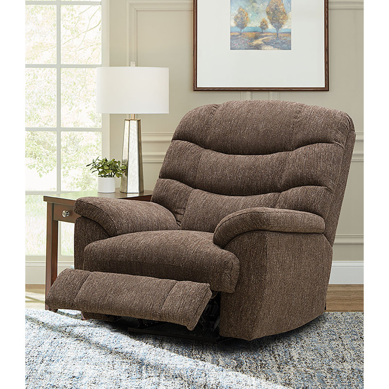 Fauteuil inclinable et oscillant rembourré Sondrea, Chocolat
