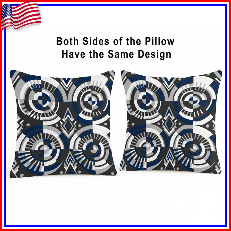 Geometric Circular Pattern Double Sided Throw Pillows, 18 x 18 inches