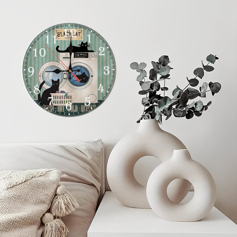 Horloge murale en bois 10 po, mouvement silencieux, à piles (piles AA non incluses), décor artistique, parfait pour les décorations