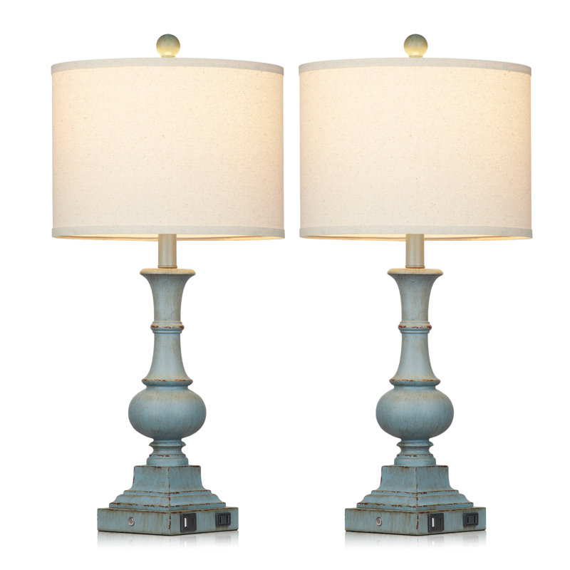 Lampes de table de ferme 26 "avec USB, Type-C et contrôle tactile Levis, Bleu