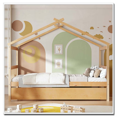 Lit en bois avec lit gigogne simple