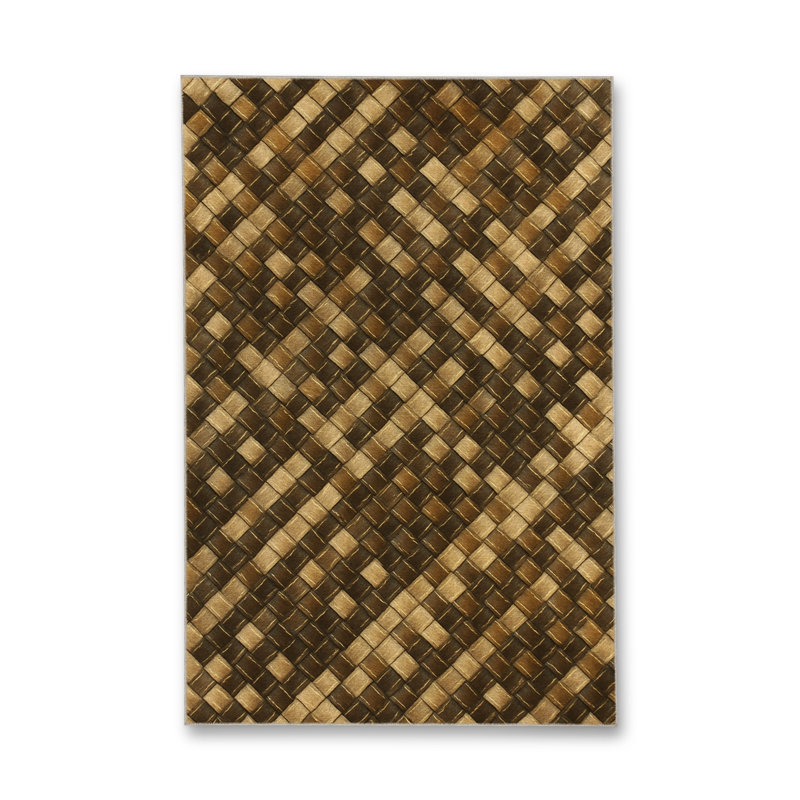 Tapis bleu tissé lavable rétro Mosso, 3'3" x 6'7"
