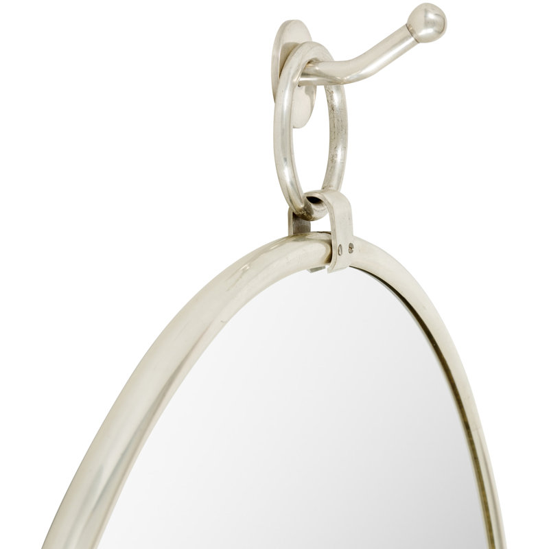 Globes Metal Flat Wall Mirror, Silver, 35.5" x 32"