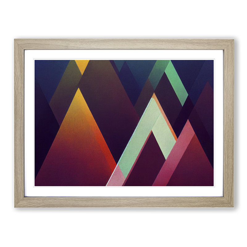 Shimmering Modern Abstract - Single Picture Frame Print, 46cm H x 64cm W x 2cm D, Oak