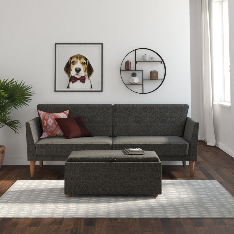 Mirrabooka Twin 204.5cm Upholstered Convertible Sofa, Pebble Grey