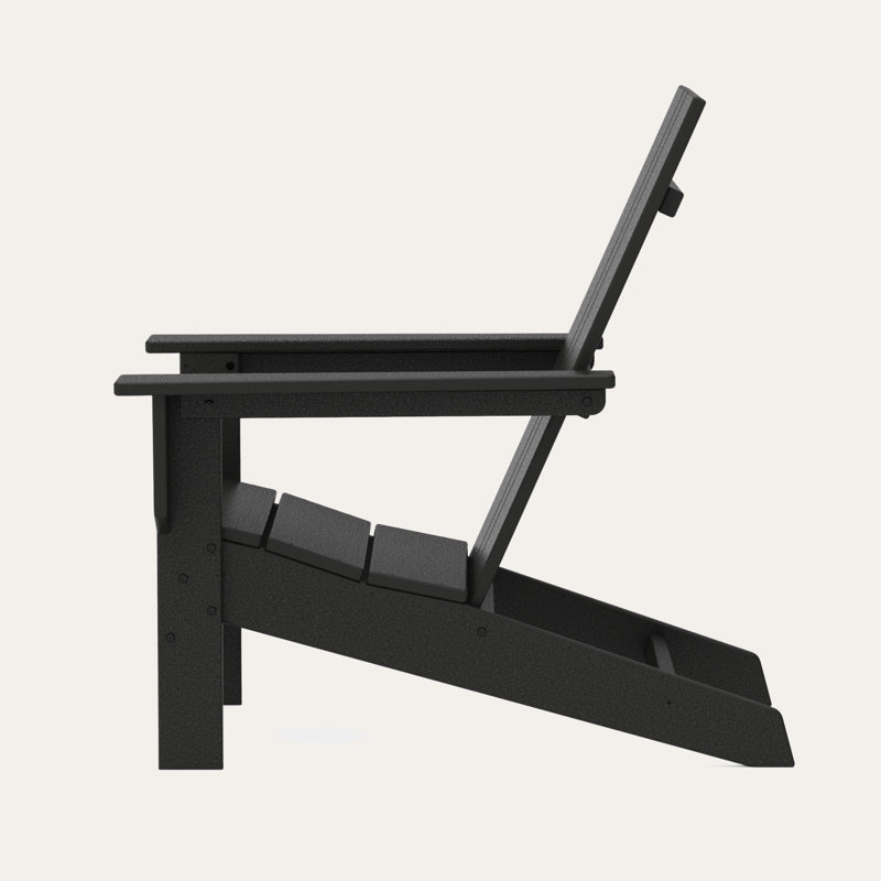 Lanai 28.7" W High-Density Polyethylene Adirondack Chair, Black