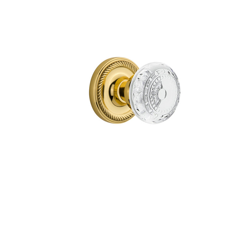 Rope Rosette with Crystal Meadows Knob, Polished Brass, 2-3/4”