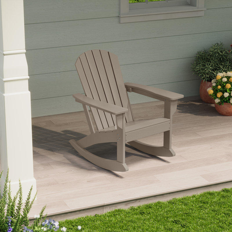 Chaise Adirondack berçante en PEHD Altura, Bois patiné
