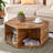 Stylish Hexagonal Coffee Table With Characteristic Pattern Stickers And Multi-Hole Design, Wood-918347765-914887679