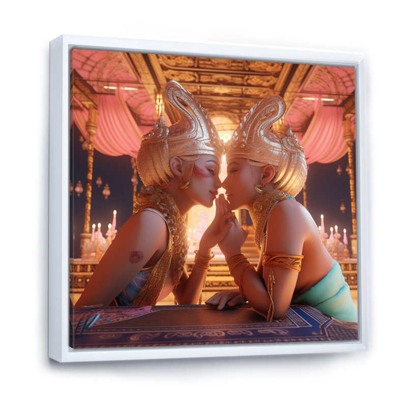 «Goddess Kissing Divine Love I», reproduction sur toile, H 36 po x l 36 po x P 1,5 po, Cadre flottant blanc