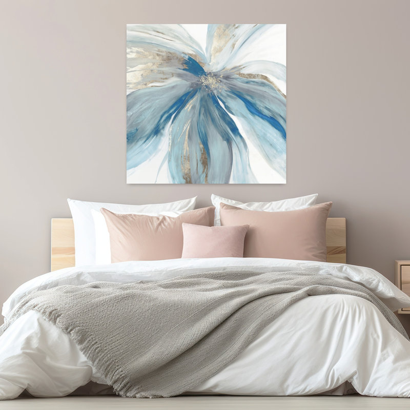Bleu monarque I, art moderne abstrait élégant, H 32 po x l 32 po