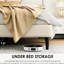 Structure de lit double avec tête de lit en lin - sans bruit, sommier tapissier, beige, silencieux, pratique et sous rangement-305760524