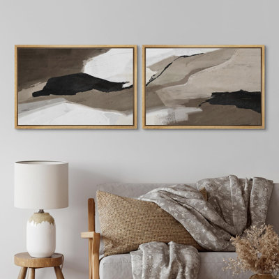 Forme Mid-Century «Minimalist Terrain Brown Abstract Rustic Shapes», 2 pièces
