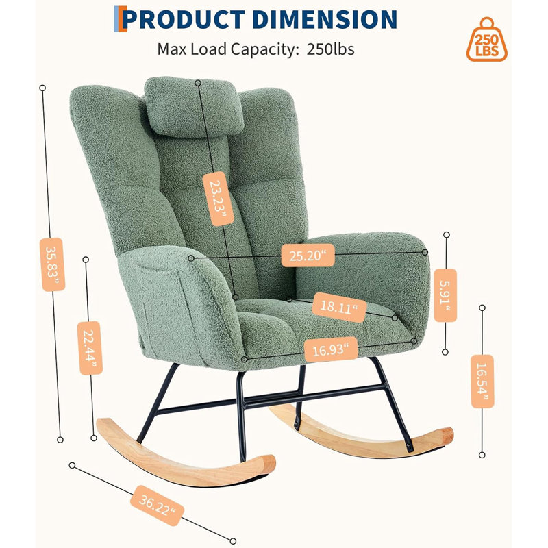 Chaise berçante rembourrée Teddy Teddy, Vert