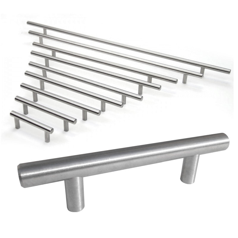 Poignée barre en acier inoxydable nickelé thermolaqué pour l'extérieur, 8.5"