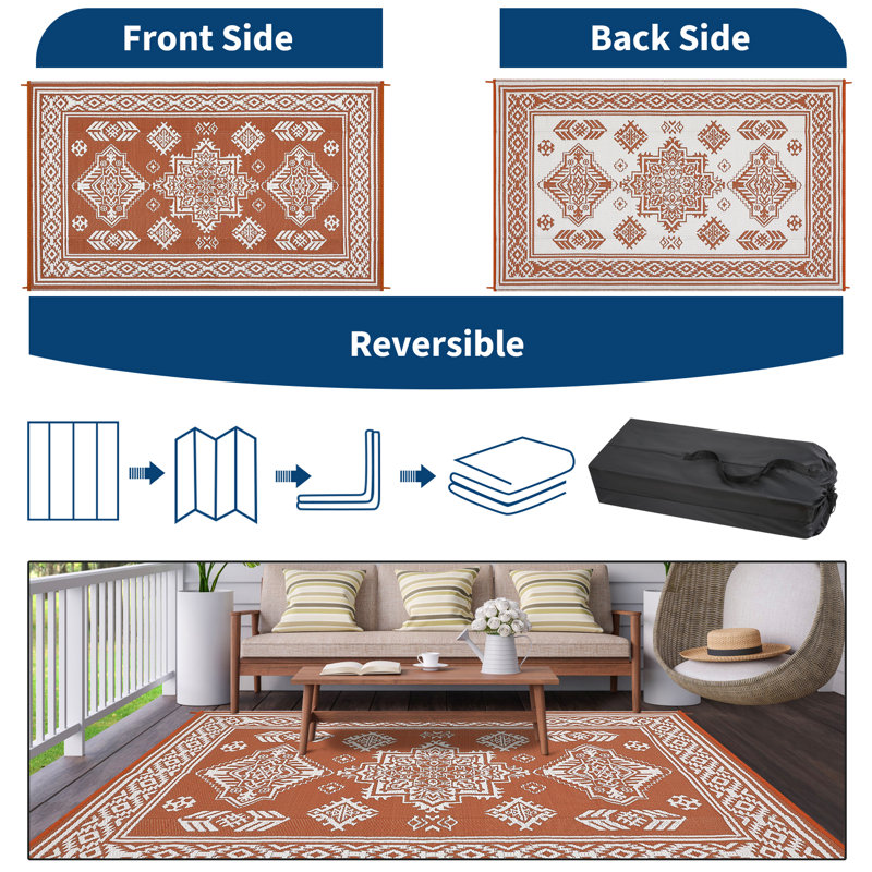 Tapis de patio imperméables rétro pour roulottes de voyage, terrasse, pique-nique, porche, camping-car, balcon, plage