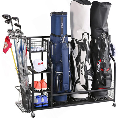 4 compartiments de rangement pour sac de golf, très grand support pour sac de golf, bâtons de golf et accessoires de golf, rangement pour garage, bâtons de golf, sous-sol