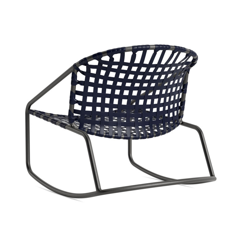 Kantan Outdoor Lounge Chair, Textured Pewter/Marine Vinyl Lace