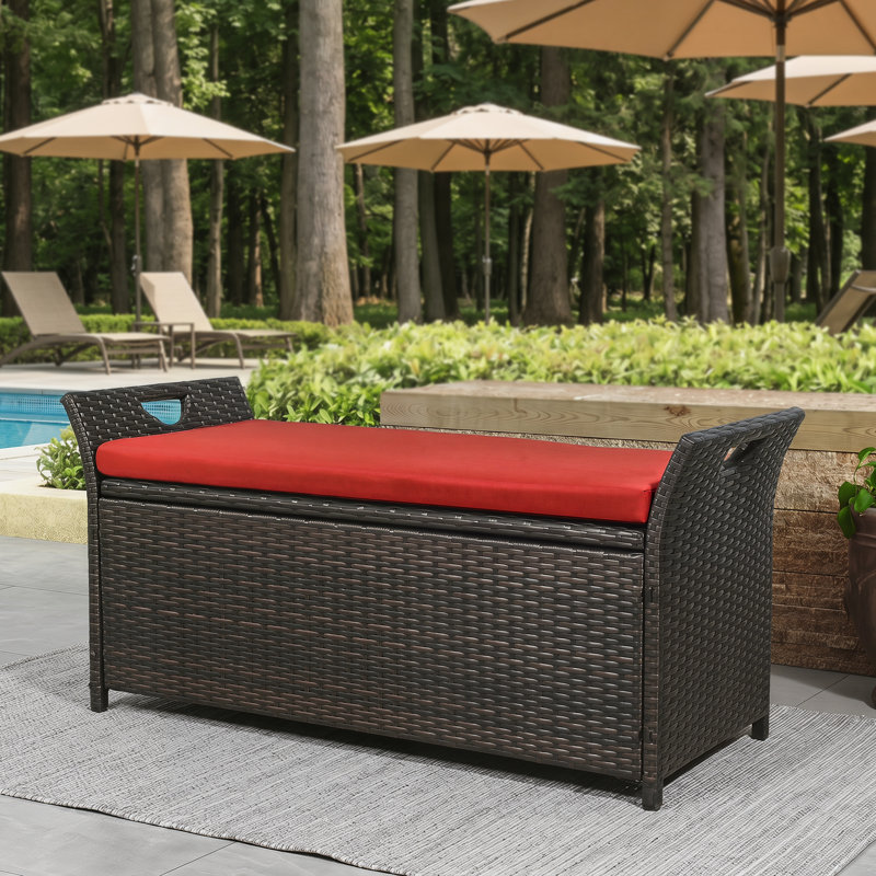 Pape Powder Coated Steel Outdoor Bench, Red