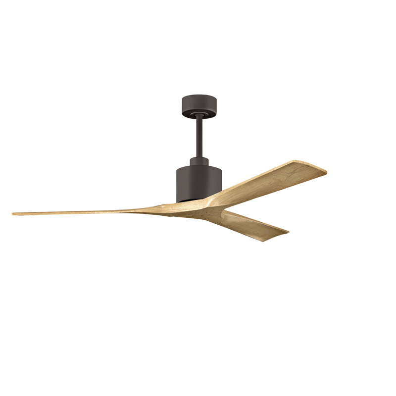 Nan Ceiling Fan In Textured Blades, Textured Bronze, Light Maple Tone, 52"