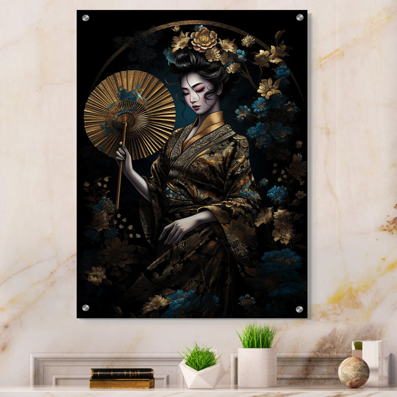 Décoration murale en acrylique femme élégante japonaise IV - Japonaise, H 32 po x l 24 po