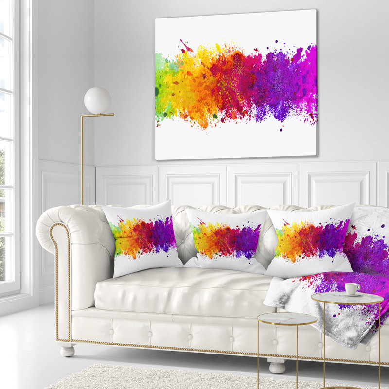 Artistic Watercolor Splash - Coussin imprimé abstrait, 16 po x 1 po, Coussin décoratif