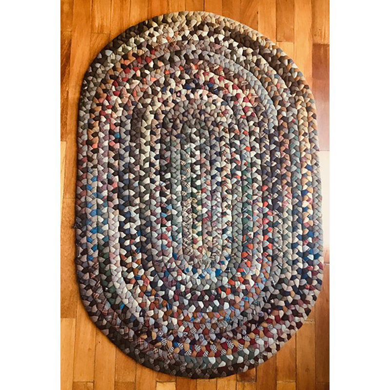 Kendricks Hand Braided Wool Brown Area Rug, Oval 4' x 6'