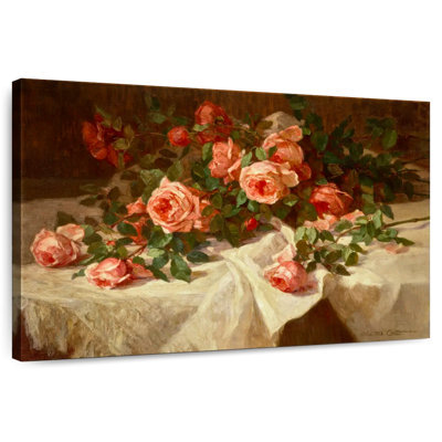 Harnek roses rouges sur dentelle blanche