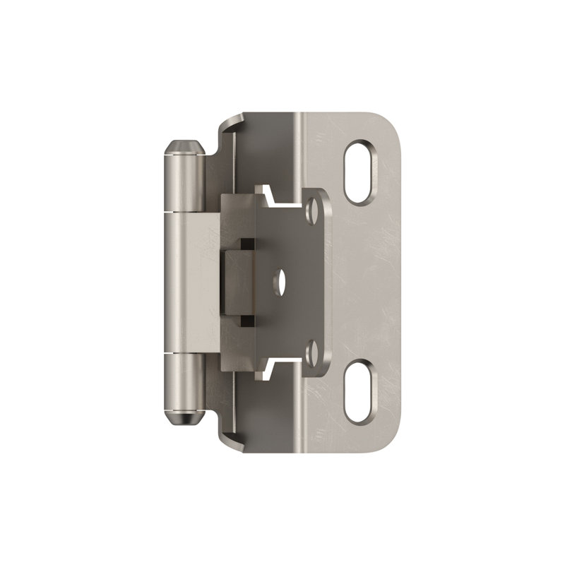 Charnière d'armoire en nickel satiné à recouvrement partiel 1/2 pouce (13 mm) - 1 paire, Nickel satiné