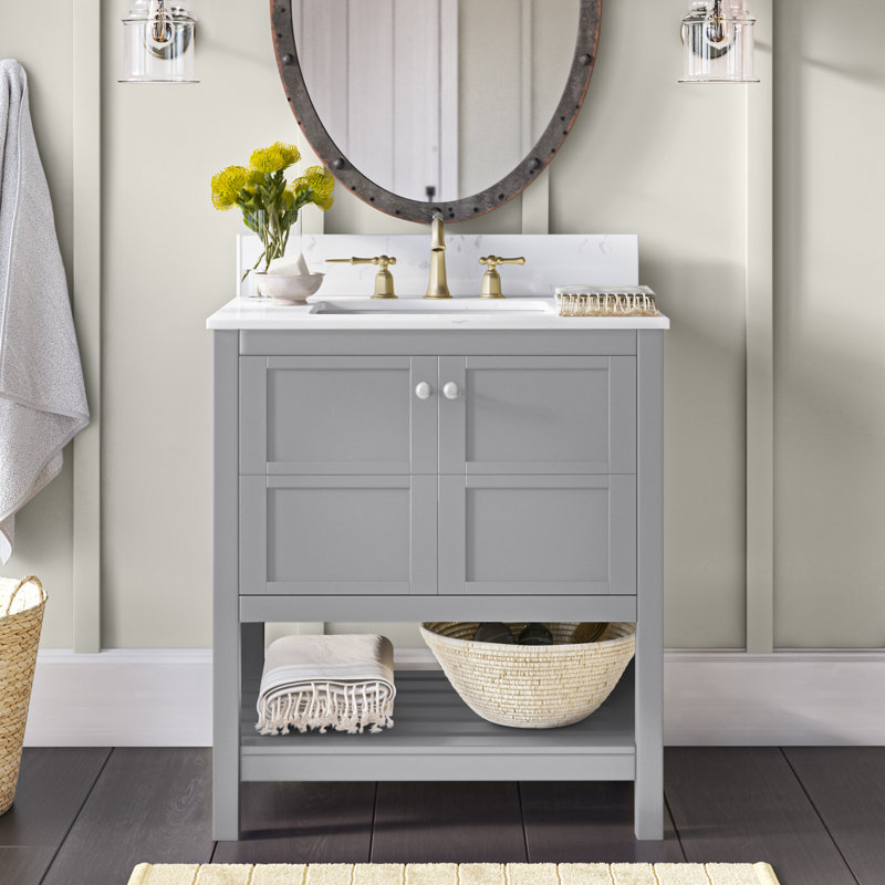 Krish 30'' Single Bathroom Vanity with Top, Gray
