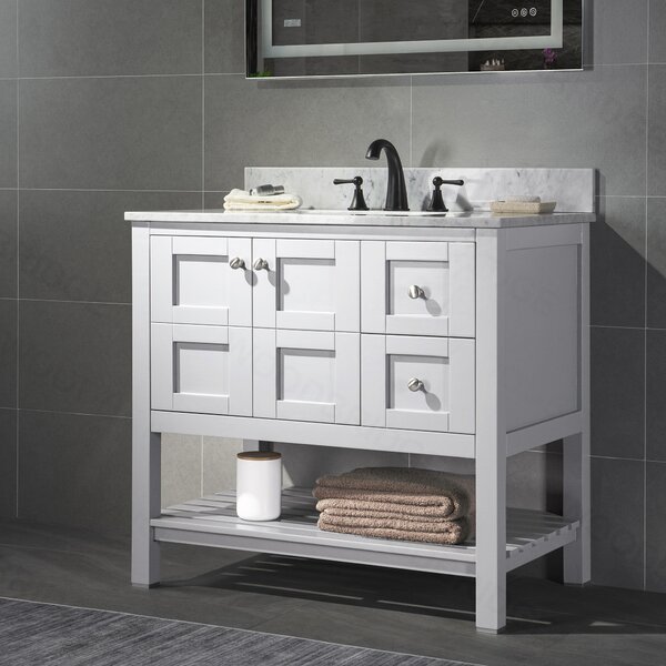 WoodBridge 37'' Single Bathroom Vanity with Marble Top | Wayfair