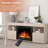 60" Electric Fireplace TV Stand with Remote,4 Flame & 12 Crystal Colors with Auto-Glow,Fully Adjustable 3D Flame,Sleep Timer & Safety Protection,Light Oak-1480095828