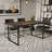 Modern Industrial 59" Rectangular Dining Table With Black Metal Legs And Engineering Wood Top-187452611