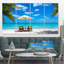 « Turquoise Beach with Chairs », ensemble de 4 reproductions de photos sur toiles tendues
