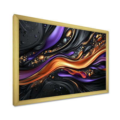 Abstract Perspective Of Metallic Gold & Purple I - Abstract Modern Transitional Wall Art Print